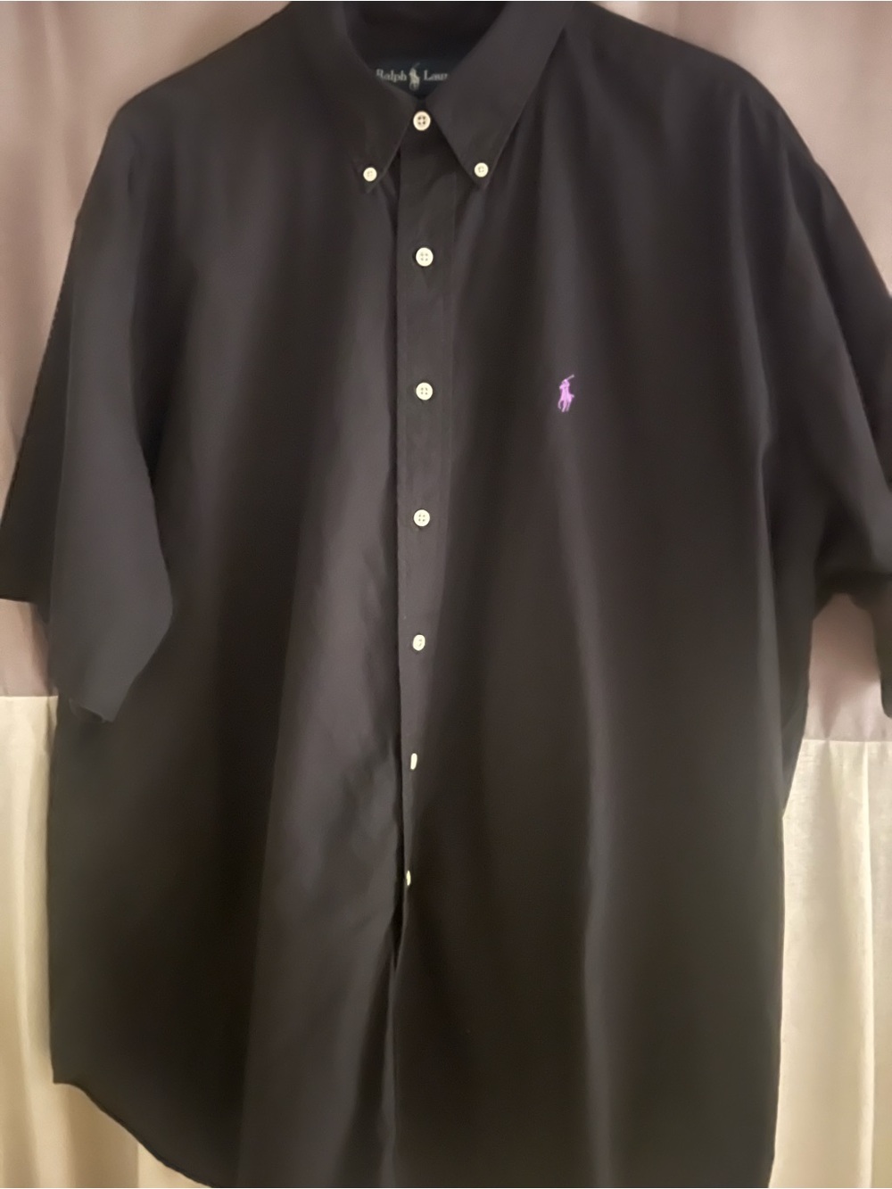 2X Ralph Lauren Black Short-Sleeve Button-Down with with Pony